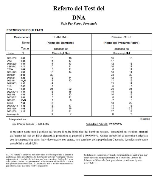 DNA Test - Positive Results Report